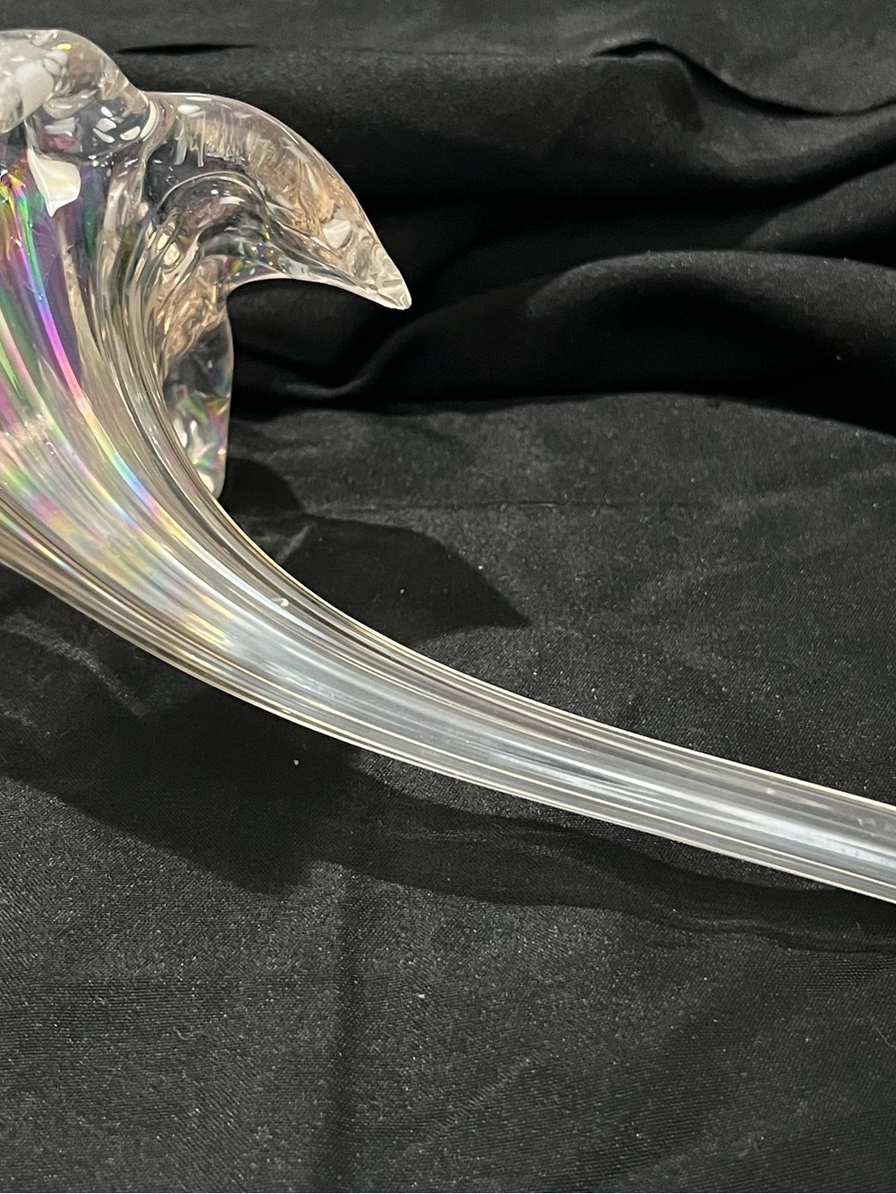 Silvestri Blown Glass Lily Stem Clear Iridescent Lustre Flower 7" - Picture 6 of 10
